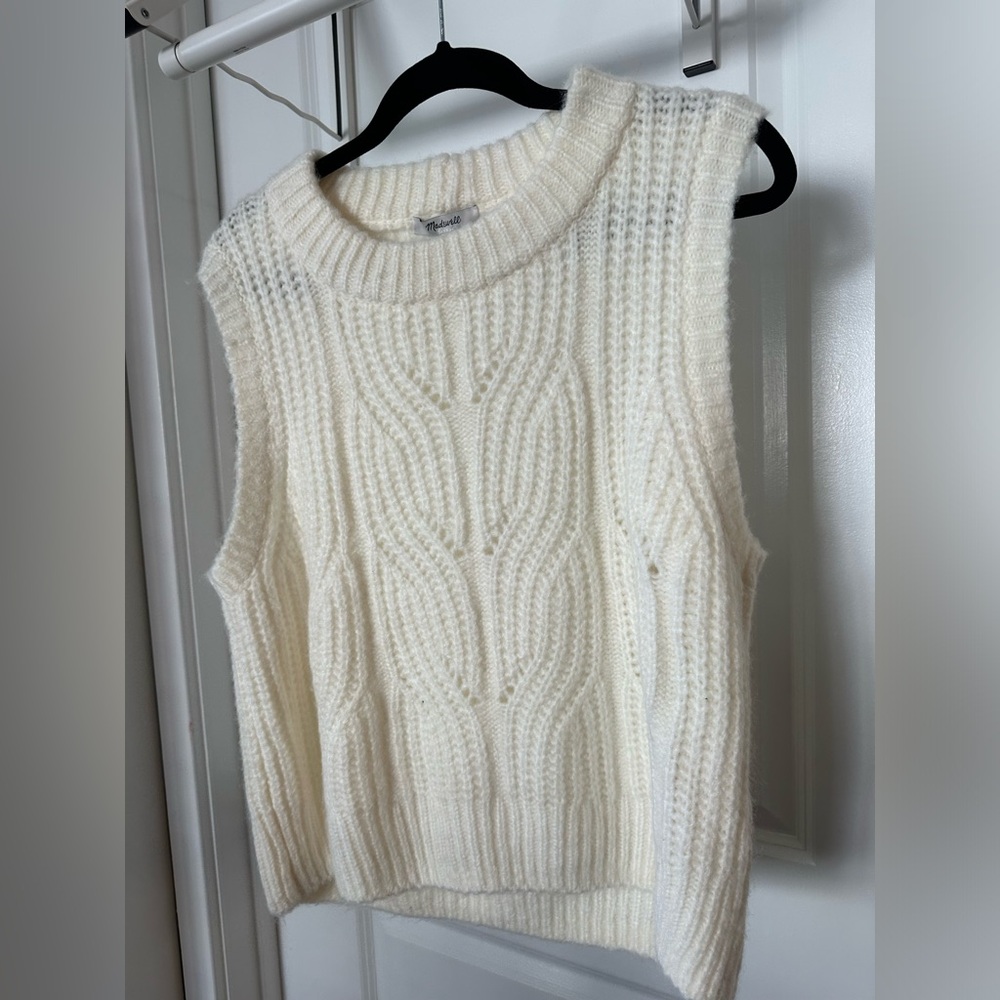 Madewell Wool Blend Vest - Size L in Cream NWOT